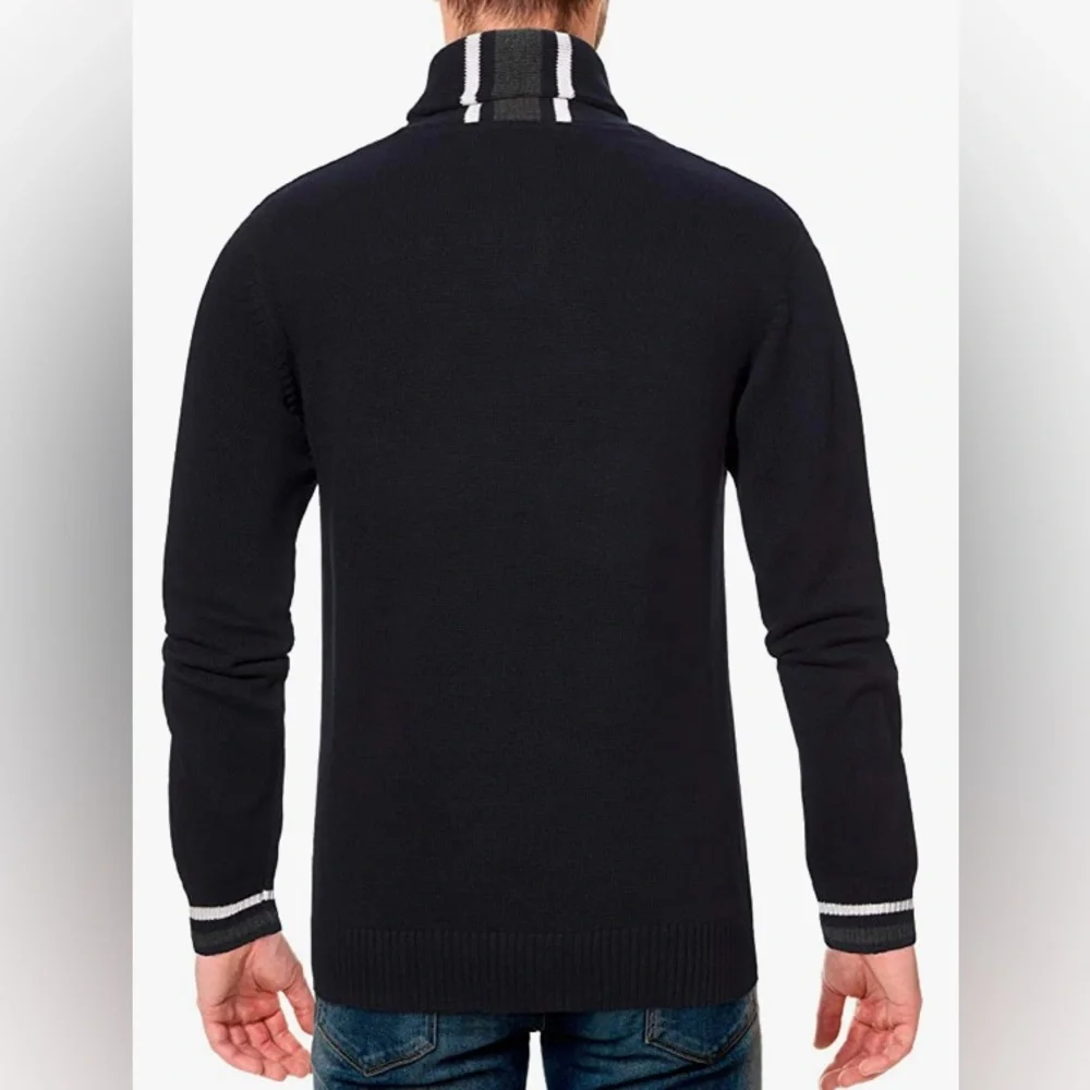 ⛄️PRICE DROP U.S. Polo Assn. Men's Reverse Jersey Shawl Collar Sweater SZ L - Picture 6 of 8